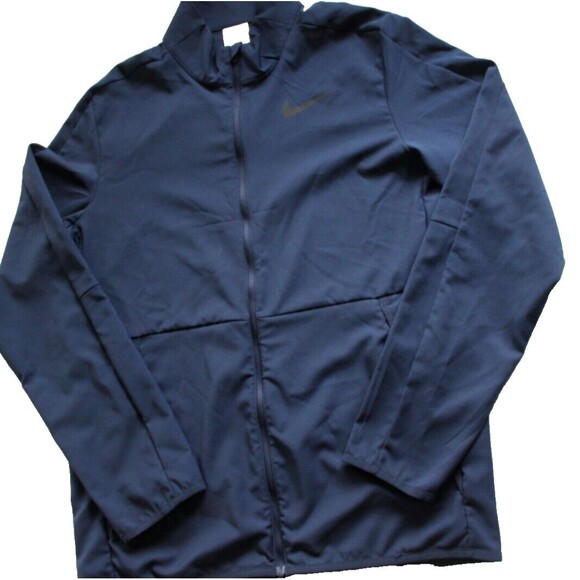 NIKE Dri-Fit Full Zip Jacket Size Small Navy Blue Lightweight Athleisure Logo - Picture 1 of 9